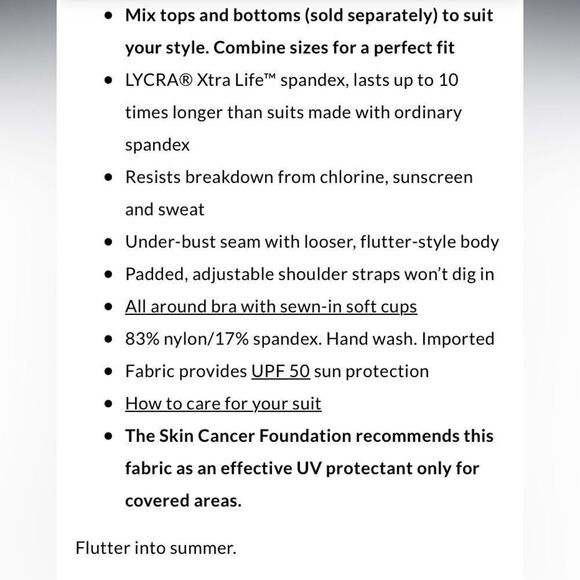 Land’s End Plus flutter Tankini Top soft cup Ombre' green navy Palm print 2X - Picture 5 of 8